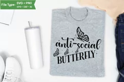 Anti-social Butterfly SVG Cut File | Sassy SVG Design Product Image 3