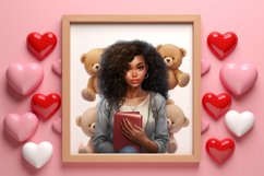 Valentines Day Bookworm African Girl Clipart Product Image 3