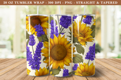 Lavender &amp; Sunflower Tumbler Wrap | 20 oz tumbler wrap Product Image 1