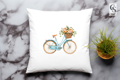 Vintage Bicycle Floral Clipart PNG Product Image 3