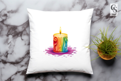 Rainbow Drip Candle Clipart Sublimation PNG Product Image 3
