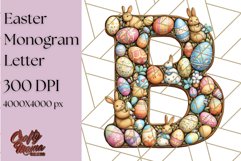 Easter Letter B Clipart, Bunny Alphabet PNG, Egg Monogram Product Image 1