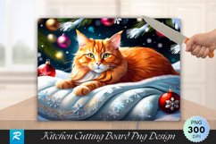 Cozy Ginger Cat with Holiday Cheer Cutting Board PNG Product Image 1