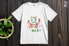 Cute Baby Dragon Holding Heart Clipart PNG Product Image 3