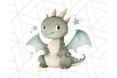 Watercolor Baby Dragon Clipart, Cute Nursery Fantasy PNG Product Image 5