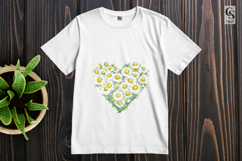 Watercolor Daisy Heart Clipart Sublimation PNG Product Image 2