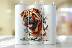 Chinese Shar-Pei Peeking from the Cracked wall Tumbler Wrap Product Image 1