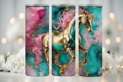 Alcohol Ink Horse Tumbler | 20oz Skinny Sublimation Product Image 4