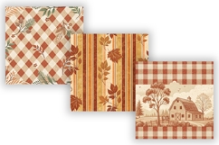 Rust Toile Digital Paper Pack, Vintage Floral Toile, Gingham Product Image 4