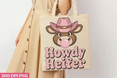 Howdy Heifer PNG, Pink Western Sublimation PNG Product Image 1