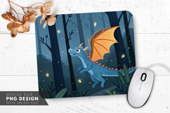 Nighttime Adventure Tiny Blue Dragon Mouse Pad PNG Design Product Image 1