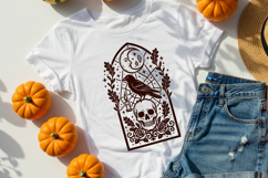 Raven and Skull Stained Glass Halloween SVG Cut File Product Image 3