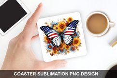 4Th Of July Butterfly- Coaster Sublimation Design Product Image 1