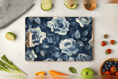 Vintage Navy Roses Cutting Boards sublimation Design Product Image 3