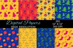 Winter Digital Paper, Boho Rainbow Winter Digital Papers Product Image 3