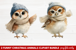 2 Funny Christmas Animals Clipart | Cute Holiday Animal PNG Product Image 1