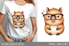 Cute Capybara T-Shirt Design. Cute Capybara Sublimation Product Image 1