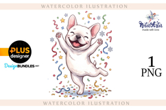 Christmas Bulldog Puppy Watercolor Illustration Product Image 1