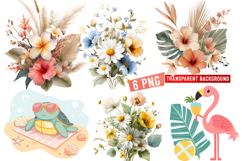 Flowral Summer clipart,Summer png,Whimsical Summer Clipart Product Image 1