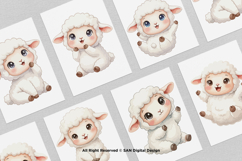 15 Bundle Watercolor Cute Sheep Farm Baby Lamb Kids Cute Product Image 3
