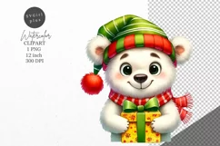 Christmas clipart, Polar bear clipart, Christmas sublimation Product Image 1