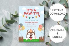 Editable Dog Birthday Cute Invitation Puppy Lets Pawty Product Image 3