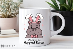 Cute Hippo With Bunny Ears Easter Sublimation PNG Product Image 3