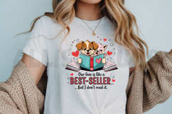 Cute Dog And Cat Reading Love Story Valentines Day Product Image 3