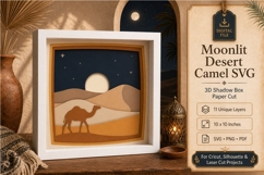 Moonlit Desert Camel 3D Shadow Box SVG Product Image 1