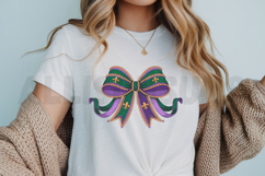 Coquette Mardi Gras Bow Sublimation PNG, Sublimation Bow PNG Product Image 3