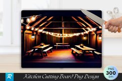 Cozy Barn Interior with Festive Decor Cutting Board PNG Product Image 1