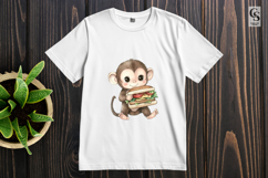 Cute Monkey With Sandwich Clipart Sublimation PNG Product Image 3