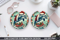 Dolphin Car Coaster Sublimation| Christmas Coaster PNG Product Image 1