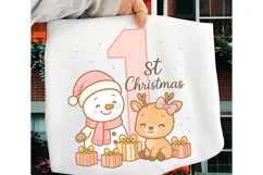Pink Snowman Baby First Christmas PNG, Baby's First PNG Product Image 3