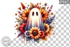 Halloween Ghost And Flowers Sublimation - Halloween Clipart Product Image 1