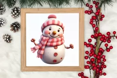 Pink Christmas Snowman Clipart, Christmas PNG Product Image 3