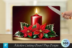 Poinsettia and Candles Christmas Cutting Board PNG Design Product Image 1