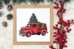 Red Christmas Truck Sublimation Clipart, Christmas PNG Product Image 3