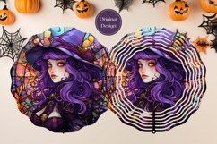 Halloween Wind Spinner Sublimation, Stained Glass Witch PNG Product Image 3