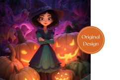 3D Halloween Witch Tumbler, Pumpkins Halloween PNG Product Image 3