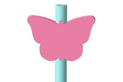 Simple Butterfly, Straw Topper STL File for 3D Printing. Product Image 2