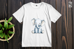 Cute Watercolor Baby Elephant Clipart Sublimation PNG Product Image 2