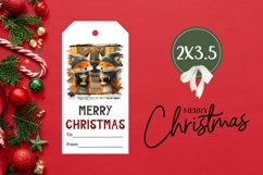 Winter Gift Tag Printable, Cartoon Christmas Fox Gift Tags Product Image 3