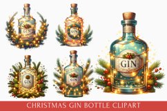 Christmas Gin Bottle clipart, Christmas Bottle Sublimation Product Image 1