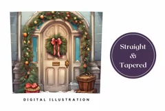 Watercolor Christmas Door Tumbler Wrap Design Product Image 3