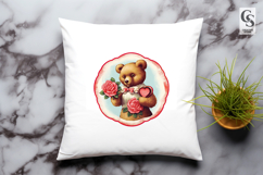 Vintage Teddy Bear Roses Clipart Sublimation PNG Product Image 3