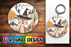 Autumn Boho Animal Round Design PNG Keychain Product Image 1