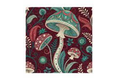 Maximalist Mushroom Tapestry Ornate Pattern, Seamless Patter Product Image 3