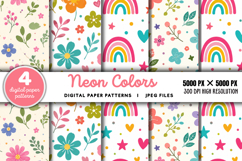 Neon Colors Digital Paper Pattern JPG Product Image 1