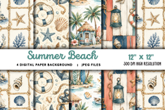 Summer Beach Ocean Waves Background JPG Product Image 1